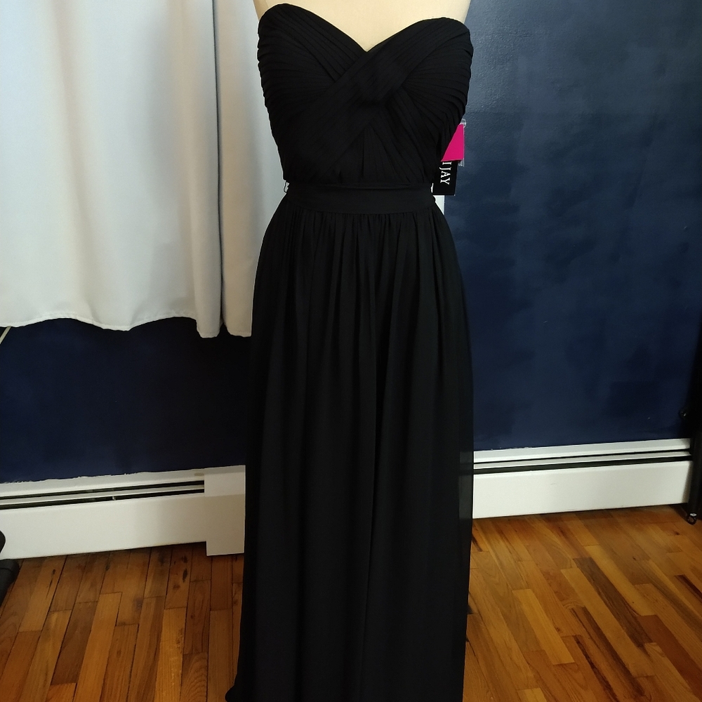 Black strapless gown